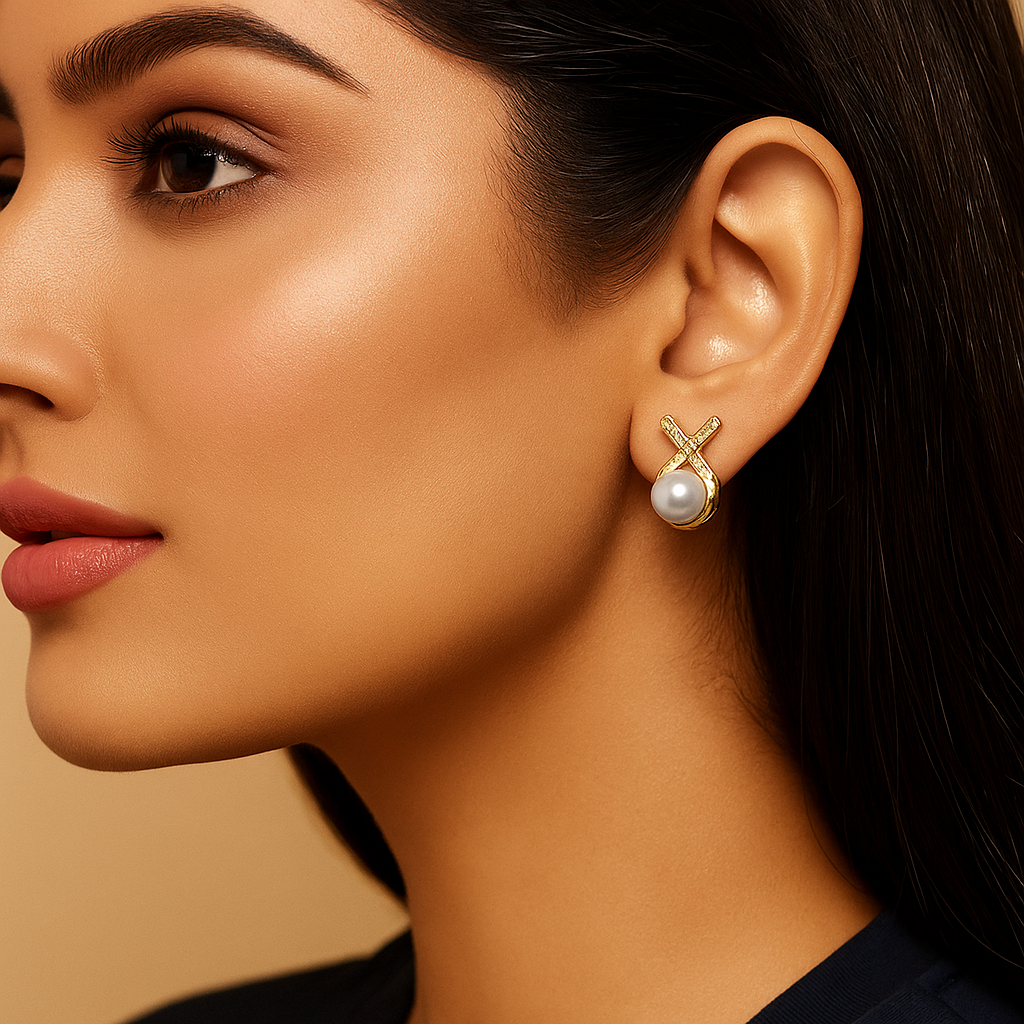 Korean Diamond Pearl Studs