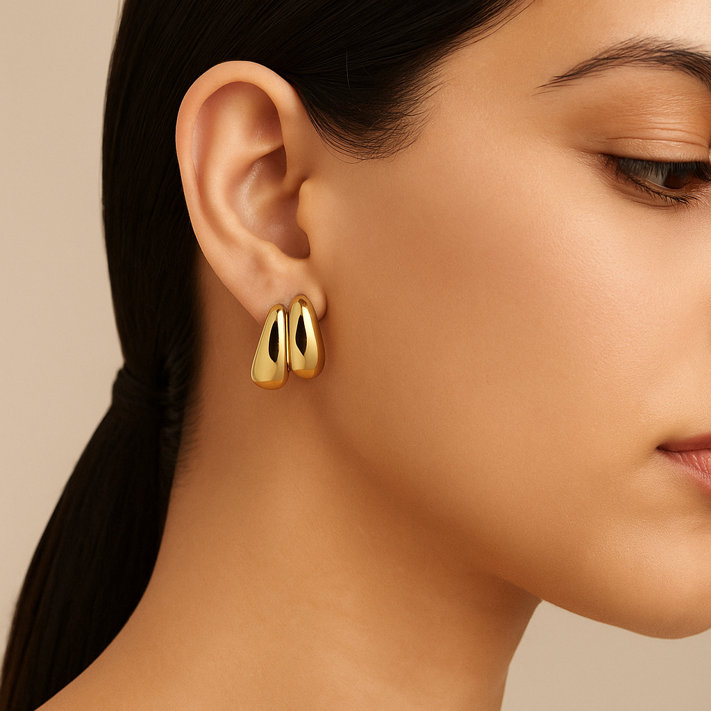 Oplique By Vineeta Polished Drop Stainless Steel Earrings