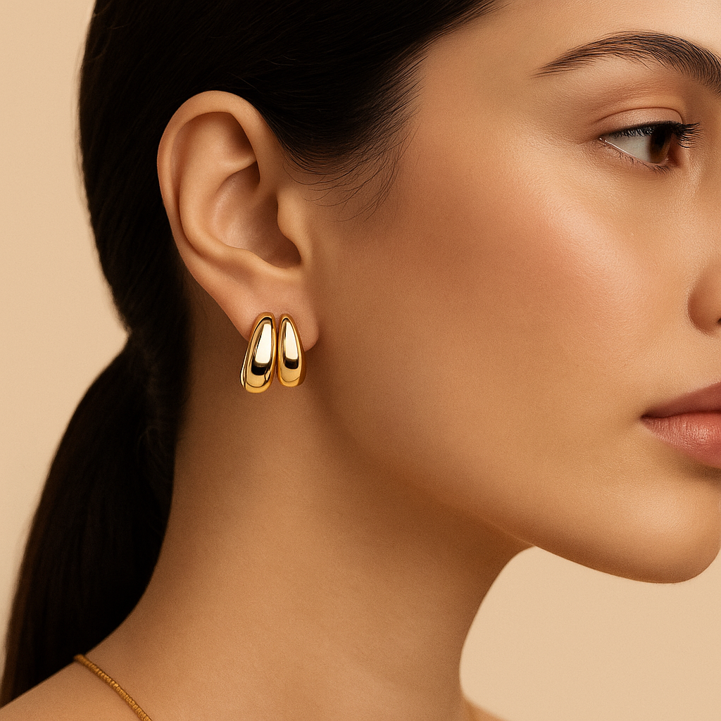 Oplique By Vineeta Polished Drop Stainless Steel Earrings