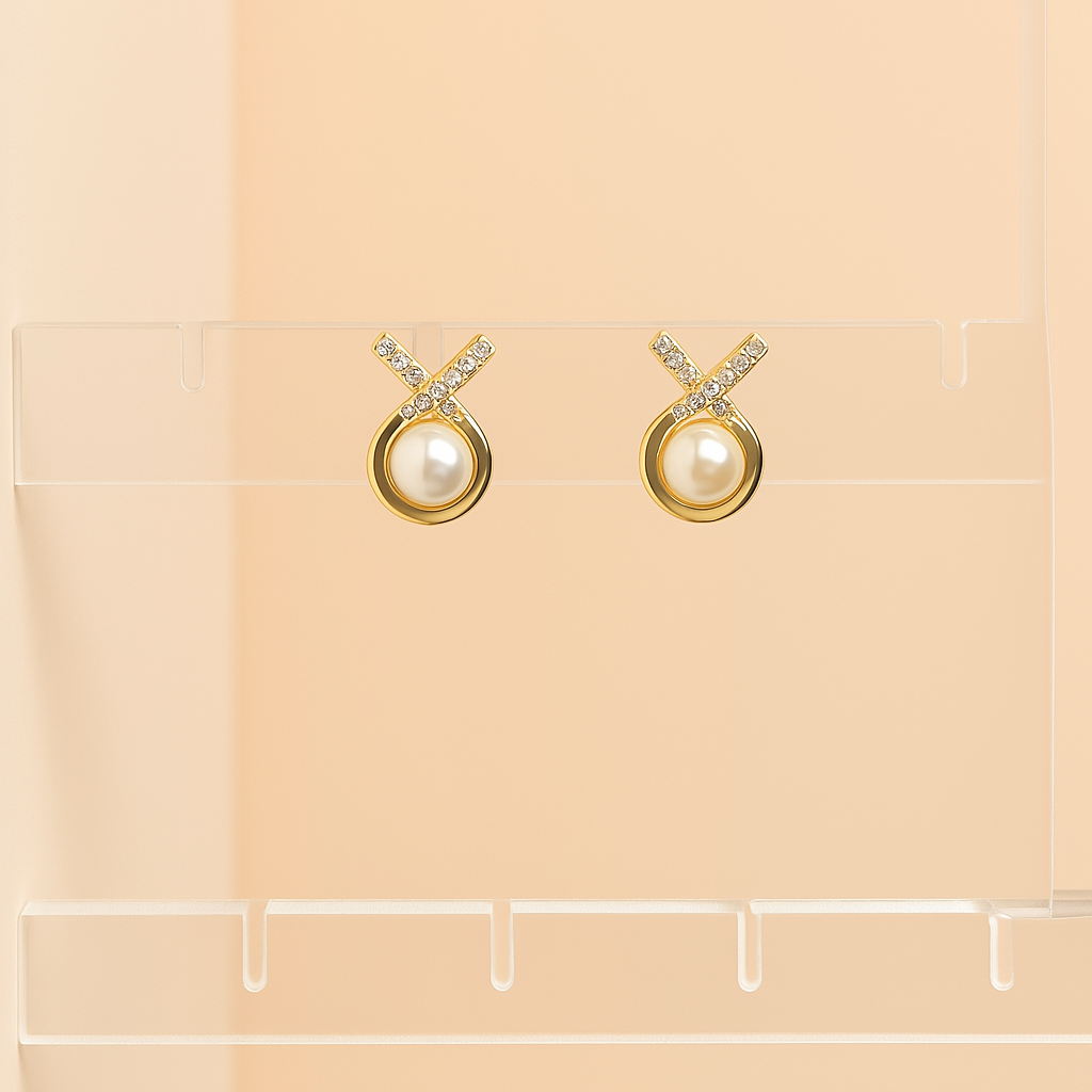 Korean Diamond Pearl Studs