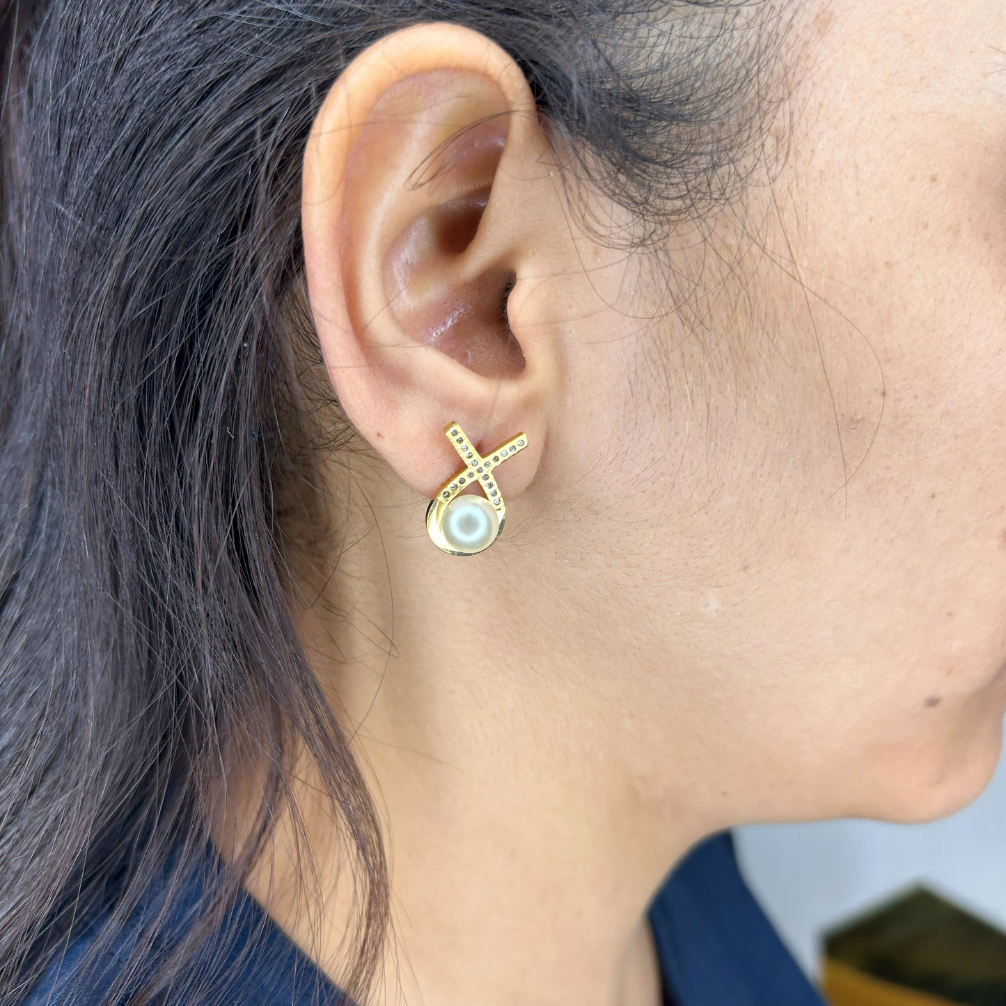 Korean Diamond Pearl Studs