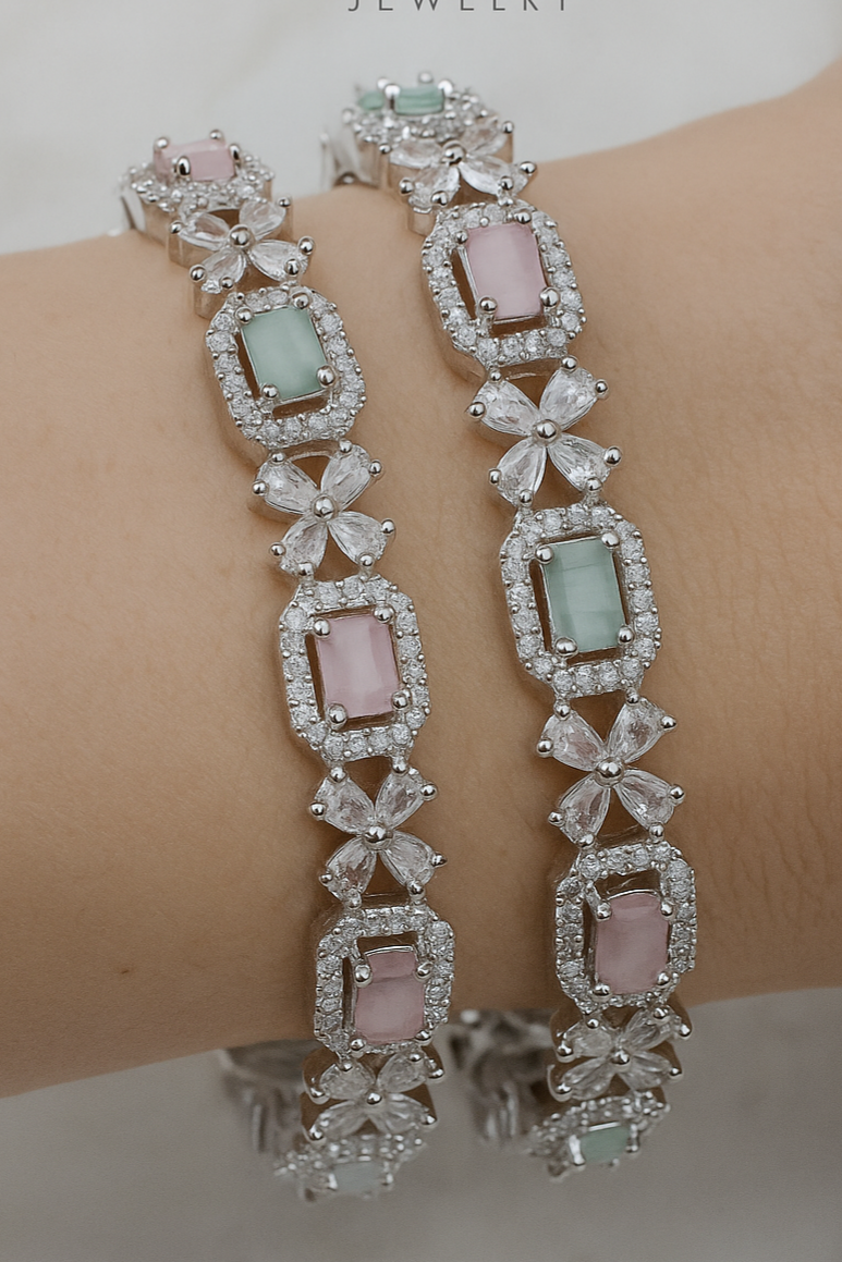 Oplique By Vineeta's Pastel Radiance Gemstone Bracelet – Elegant Party Wear for Women
