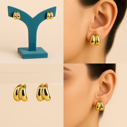 Oplique By Vineeta Polished Drop Stainless Steel Earrings